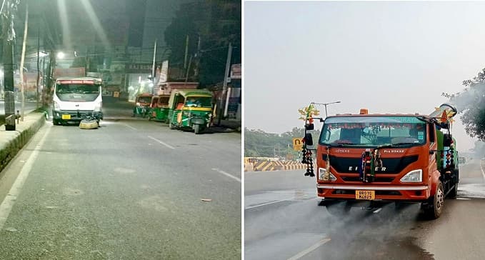 एंटी स्मॉग गन और स्वीपिंग मशीन से हो रही सड़कों की सफाई और धुलाई, प्रदूषण नियंत्रण पर भी जोर
